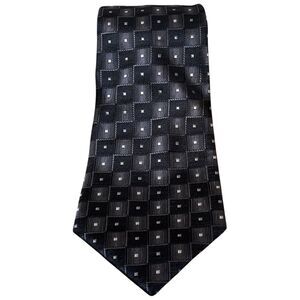 Joseph & Feiss Geometric Square Pattern Silk Tie Grey Silver
